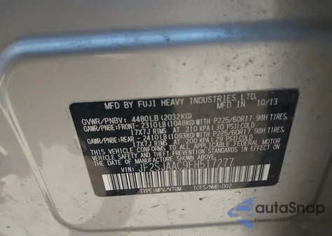 2014 Subaru Forester 2.5I z USA, uszkodzony, nr VIN JF2SJAAC9EH517277